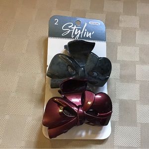 Women’s Stylin’ Hair Clips 2 pack One Gray and One Cranberry